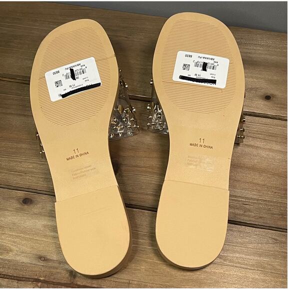Abound Women's Ivana Slide Sandals Size 11 Clear with Gold Studs Flats - Picture 11 of 14